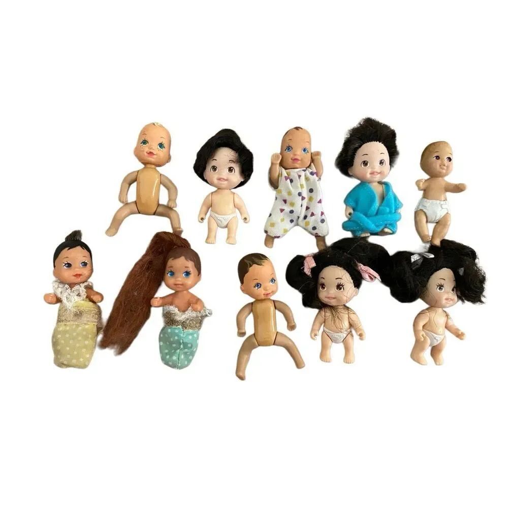 Lot Of 10 Vintage Mattel Baby Doll Mixed Ethnicities Dolls Kids Girls Toy Toys
